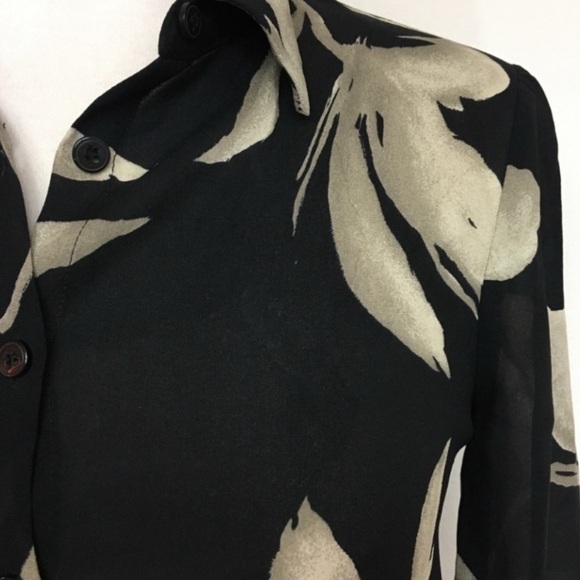 VNT Jones New York 100% Silk Button Down Long Sleeve Floral Semi Sheer Blouse - Picture 6 of 16